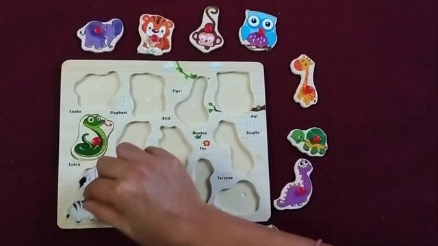 Wooden Animals puzzle board game for kids learning educational toy смотреть онлайн