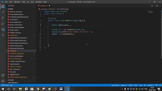 Write a Java program to print the area and perimeter of a circle | Program to take radius from user смотреть онлайн
