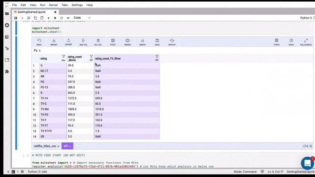 Auto Generating Python code by editing Spreadsheet using Mito смотреть онлайн