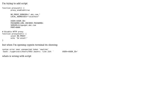 Ubuntu: Syntax Error Near Unexpected Token `newline' In .bashrc