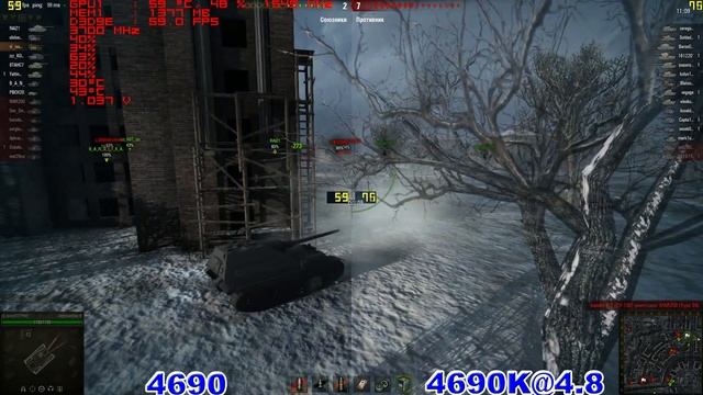 i5-4690 vs i5-4690K@4,8 in World of Tanks (GTX 970) смотреть онлайн
