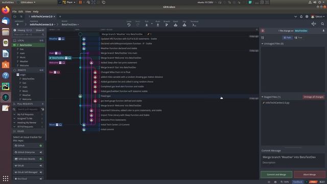 Merging Branches in GitHub and running branches in Pycharm. смотреть онлайн