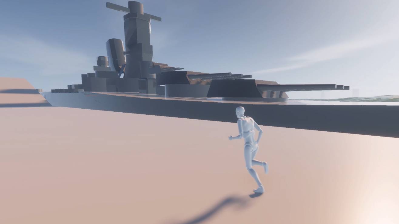 Линкор Ямато 3d В Unity3d ( модель в процессе работы) виртуальная прогулка по кораблю.