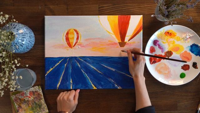 "Лавандовые поля" | Как нарисовать рисунок поэтапно акрилом. Видео уроки рисования для начинающих смотреть онлайн