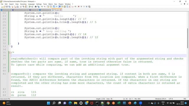 Java - Day 30 (in Telugu) - String methods: regionMatches, trim, toUpperCase, replace, isEmpty смотреть онлайн