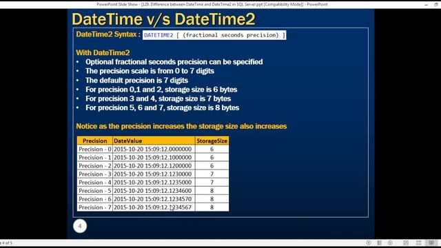 Difference between DateTime and DateTime2 in SQL Server in arabic смотреть онлайн