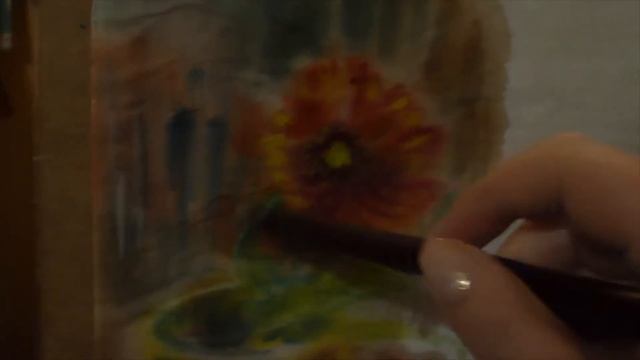 Как рисовать цветок на рисовой бумаге акварелью How to draw flower on rice paper with watercolor смотреть онлайн
