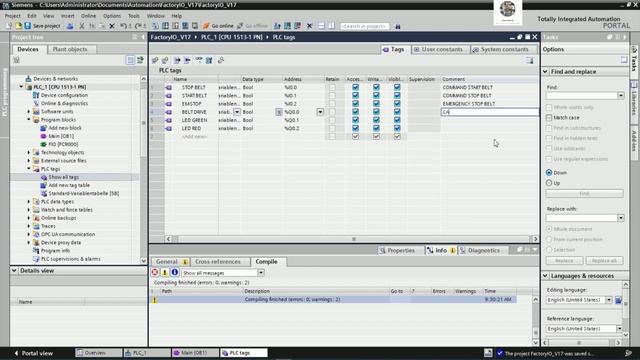 PLCSIM S7-1500 connect with Factory IO basic tutorial STL Language смотреть онлайн