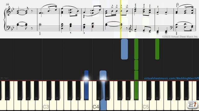 Wedding March (Bridal Chorus) for piano solo by Richard Wagner - Practice Video смотреть онлайн