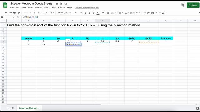 Bisection Method In Google Sheets | Numerical Methods смотреть онлайн