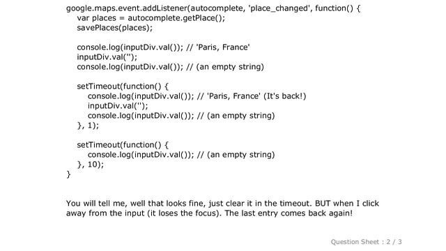 JQuery : How To Clear The Input Bound To The Google Places Autocomplete?
