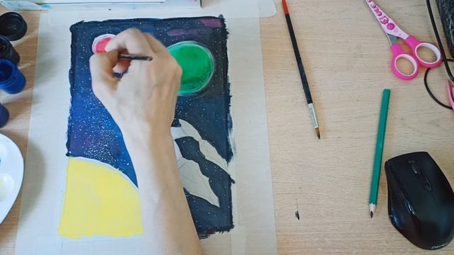 Рисуем ракету. Рисуем гуашью космос. Рисунок на день космонавтики. смотреть онлайн