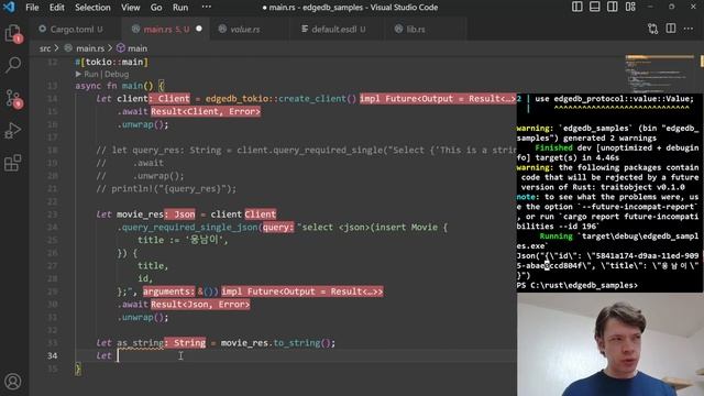Using the Rust client for EdgeDB 2: Using the Value enum + Deserializing смотреть онлайн