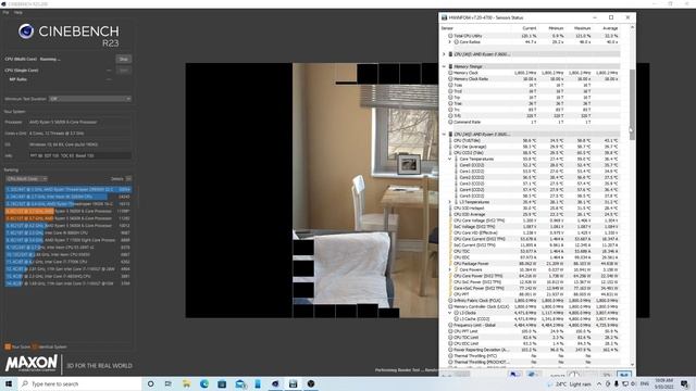 Cinebench R23.  Ryzen 5600x PBO PPT 88, EDC 105, TDC 65, Boost 150