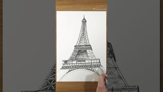 Eiffel Tower, Paris (Vertical Video) - pen drawing sounds ASMR - architecture sketch step by step смотреть онлайн