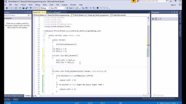 Brick Game in C# Visual Studio By Rohit programming zone смотреть онлайн