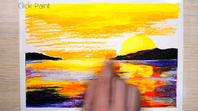 Морской Пейзаж Масляной Пастелью  / Simple Seascape With Oil Pastels