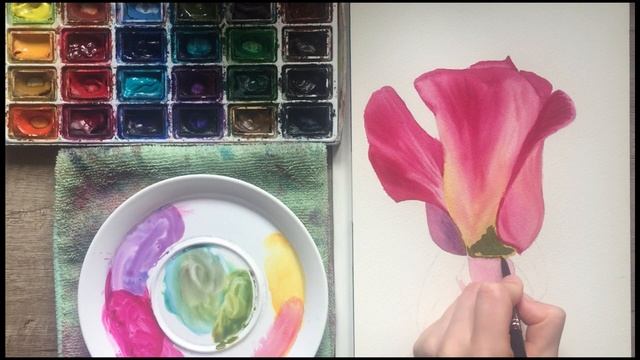 Rose in Watercolor Painting Tutorial | How to | Step by Step| Как нарисовать розу акварелью смотреть онлайн