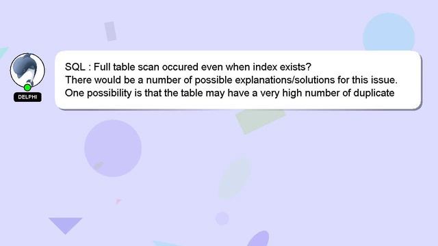SQL : Full table scan occured even when index exists? смотреть онлайн