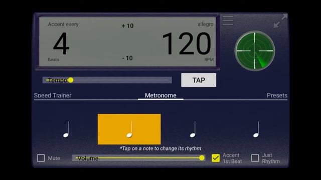 120 BPM 4/4 Metronome Click track using Creative Rhythm Metronome App for Android смотреть онлайн