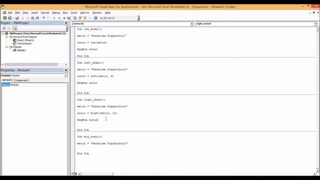 ÇOK KOLAY 4 YENİ KOMUT | Excel VBA Len & Mid & Right & Left Komutları | Excel VBA Dersleri 9 смотреть онлайн