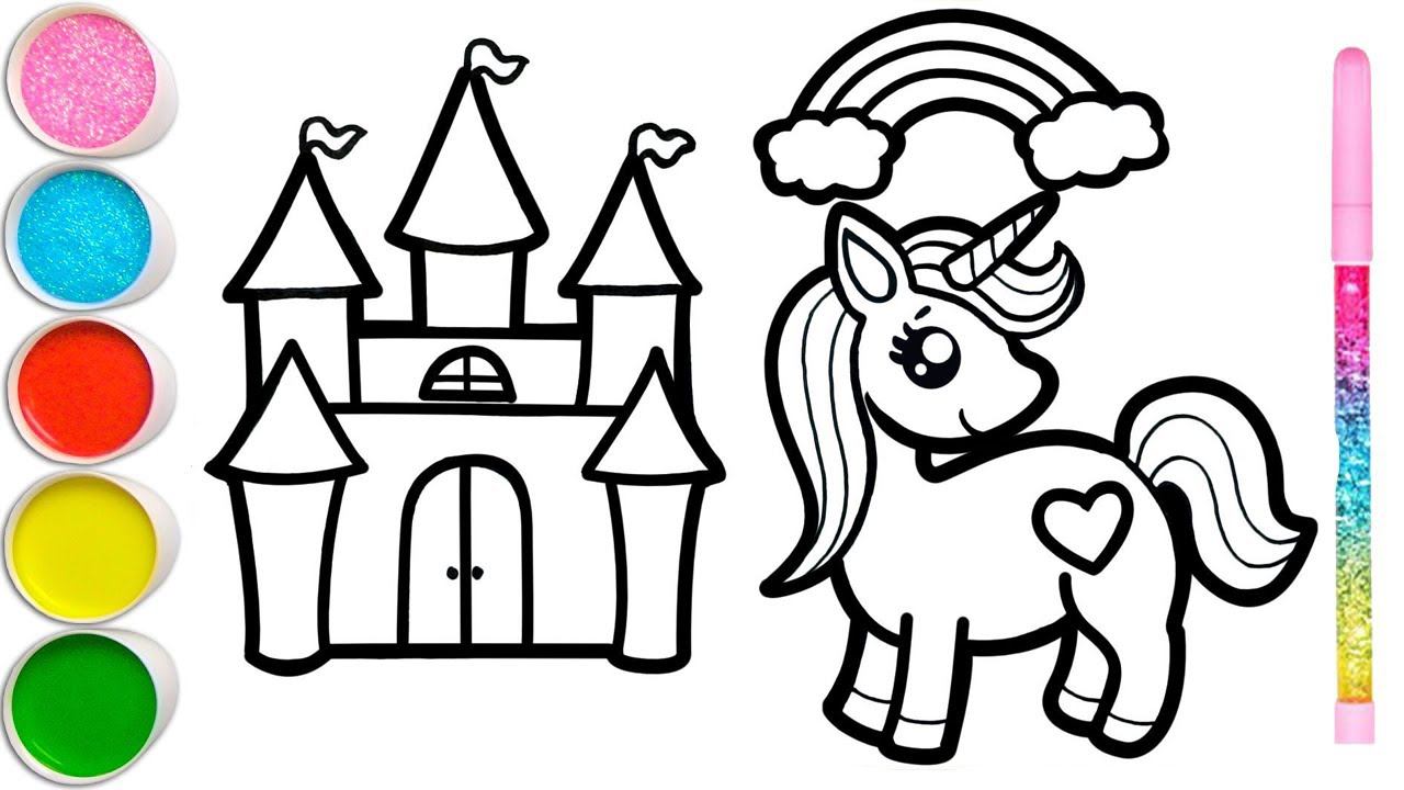 How to draw a wedding, letters, a princess, a castle and a unicorn, a bed, a cake смотреть онлайн