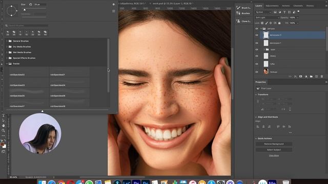 Как нарисовать веснушки в фотошопе? смотреть онлайн
