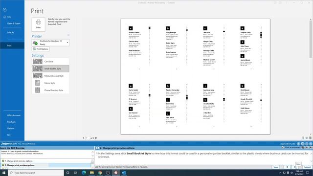 Outlook Lesson 3 4 Printing Contacts смотреть онлайн
