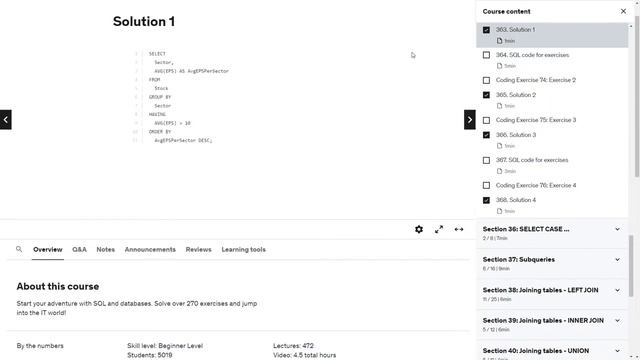 SQL Bootcamp - SQLite - Hands-On Exercises - Udemy смотреть онлайн