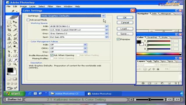 Tutorial Photoshop bahasan Kalibrasi Monitor dan Setting warna смотреть онлайн