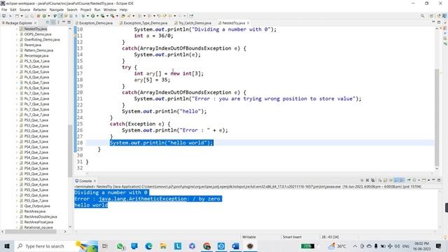Nested Try block | Finally Block in Java with Complete Example | Use of finally Block | Tutorial #5 смотреть онлайн