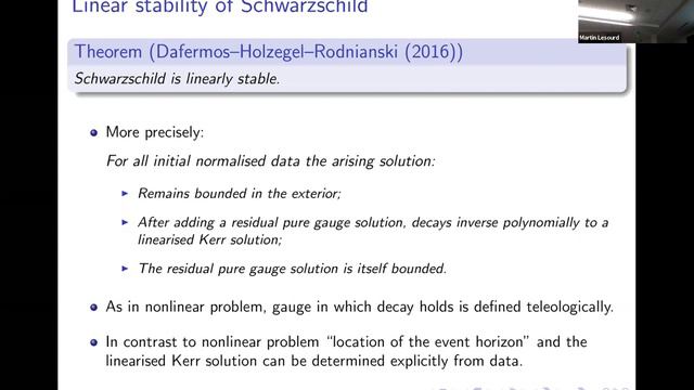 Martin Taylor | The nonlinear stability of the Schwarzschild family of black holes смотреть онлайн
