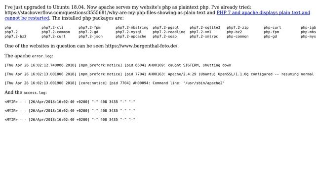 Ubuntu: PHP shows up as plain text after upgrade to 18.04 (2 Solutions!!) смотреть онлайн