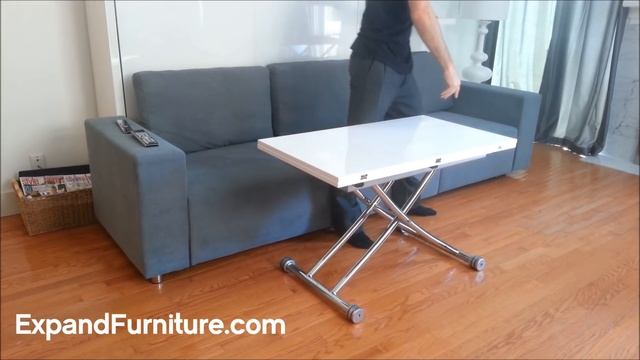 Transforming apartment demo. Wall bed sofa and white gloss transforming table смотреть онлайн
