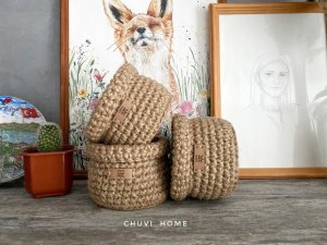 Корзина из джута. Маленькое и вместительное кашпо.