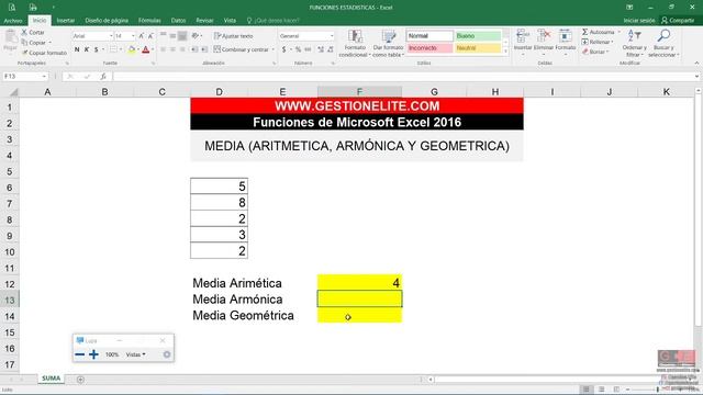 FUNCIONES MEDIA ARITMETICA, MEDIA ARMONICA Y MEDIA GEOMETRICA MICROSOFT EXCEL 2016 смотреть онлайн