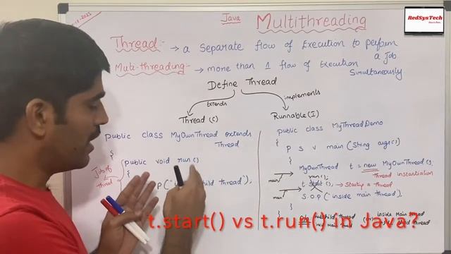 # 127 Difference between Thread.start() and Thread.run() in Java | Thread.Start | Java | RedSysTech смотреть онлайн