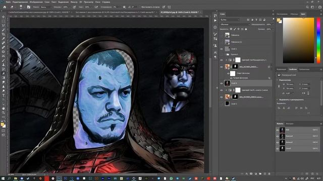Замена лица в фотошопе ArtDeep / SpeedArt смотреть онлайн