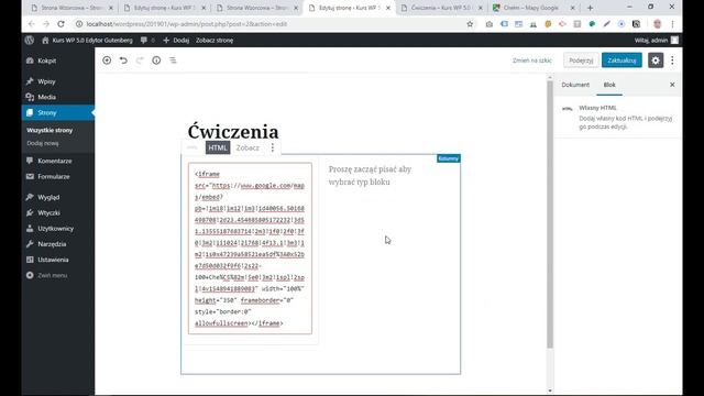 Lekcja 8. Jak wstawić własny kod html - Kurs edytora Gutenberg w WordPress 5 смотреть онлайн