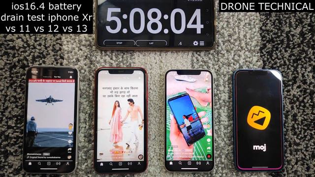 IOS 16.4 FULL Battery Drain Test iPhone Xr vs 11 vs 12 vs 13 смотреть онлайн
