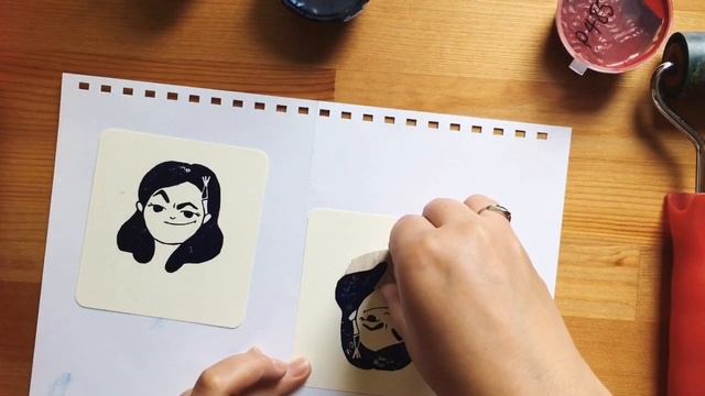 Speedpaint linocut printing | Печать открыток в технике линогравюра смотреть онлайн