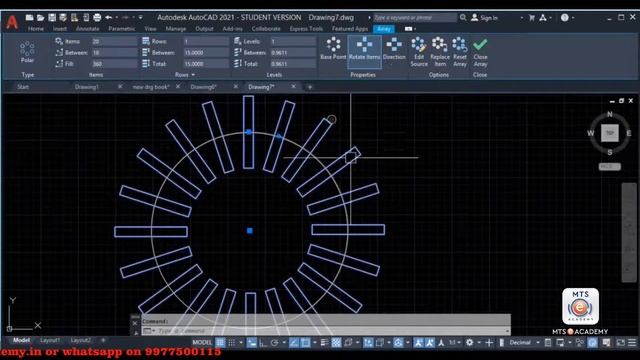 AutoCAD 2021 Tutorials Lesson-20 (POLAR.RECTANGULAR & PATH ARRAY) смотреть онлайн