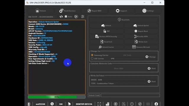 Sim-Unlocker Pro | Samsung SM-T517P Sprint Unlock Network Success | смотреть онлайн