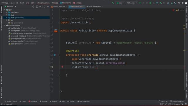 Create Java ArrayList from array in Android Studio смотреть онлайн