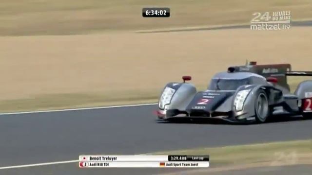 2011 Le Mans 24 Hours Race Incredible pass by Audi R18 Driver Benoît Tréluyer vs Peugeot смотреть онлайн