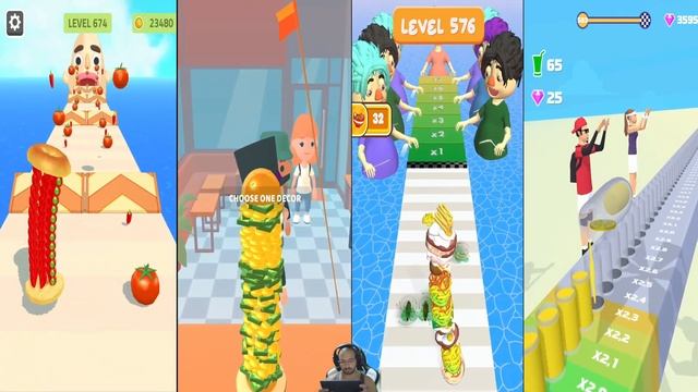 SANDWICH RUNNER vs BURGER RUSH vs NOODLE RUN vs JUICE RUN - Quadruple Gameplay All Levels UPDATED смотреть онлайн