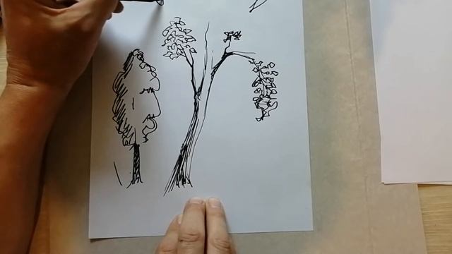 зарисовка дерева, работа над ошибками, рисуем дерево маркером смотреть онлайн