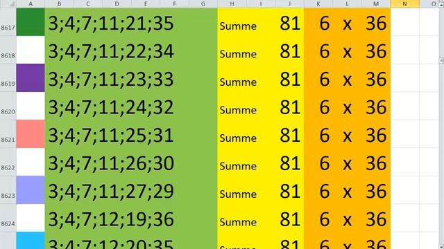 Лото 6 из 36 Сумма 81 Video 44