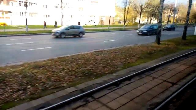 поездка на трамвае по маршруту 3 (Пр-т Людникова–СЭЗ) в Витебске (БКМ-62103 #645) смотреть онлайн