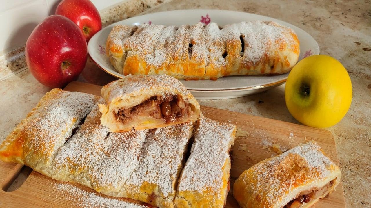 ПИРОГ С ЯБЛОКАМИ ОРЕХАМИ И ИЗЮМОМ!🍎Ольгины Рецепты. смотреть онлайн